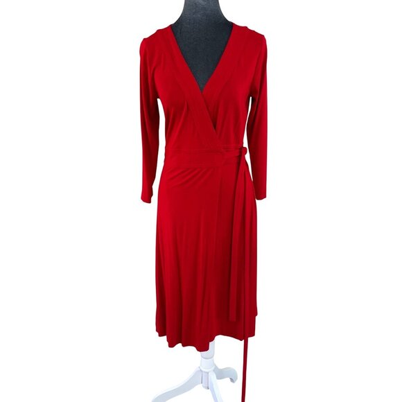 Ann Taylor Wrap Style Dress - Red - Size 2 - Picture 1 of 7